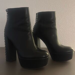 Dolce Vita Black Platform Boots with Silver Studs